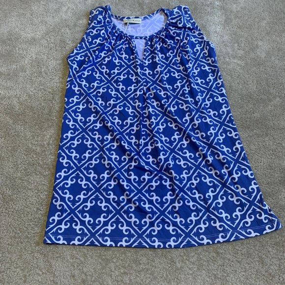 NWT Michelle Parisou Purple and White Sleeveless Tunic Size S - Picture 3 of 14